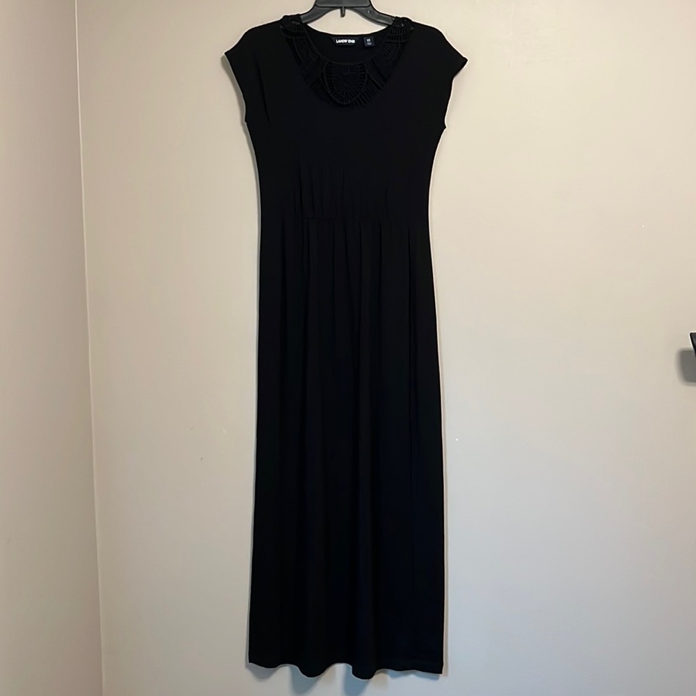 Lands’ End Crochet Top‎ Black Maxi Dress Xs 2-4